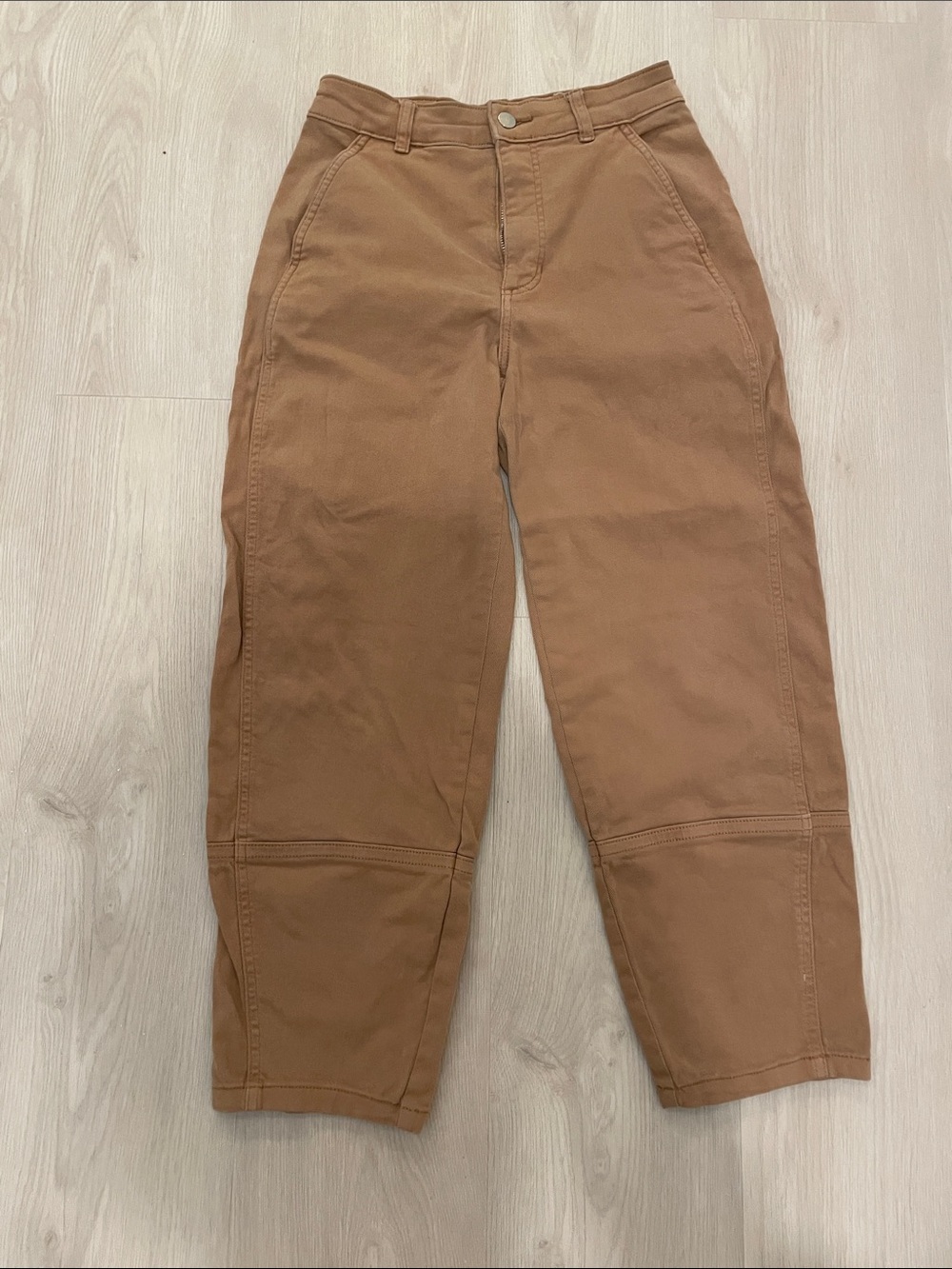 Everlane High-Rise Cropped Work Jeans in Caramel Brown